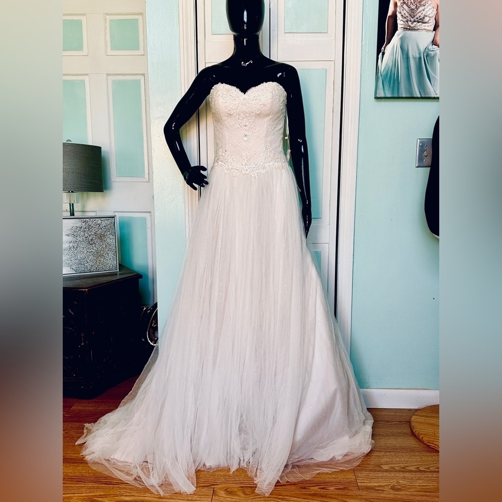 Size 8 Sincerity Gown Wedding Bridal Dress 44065 Sand Ivory Sequin Tulle NWT